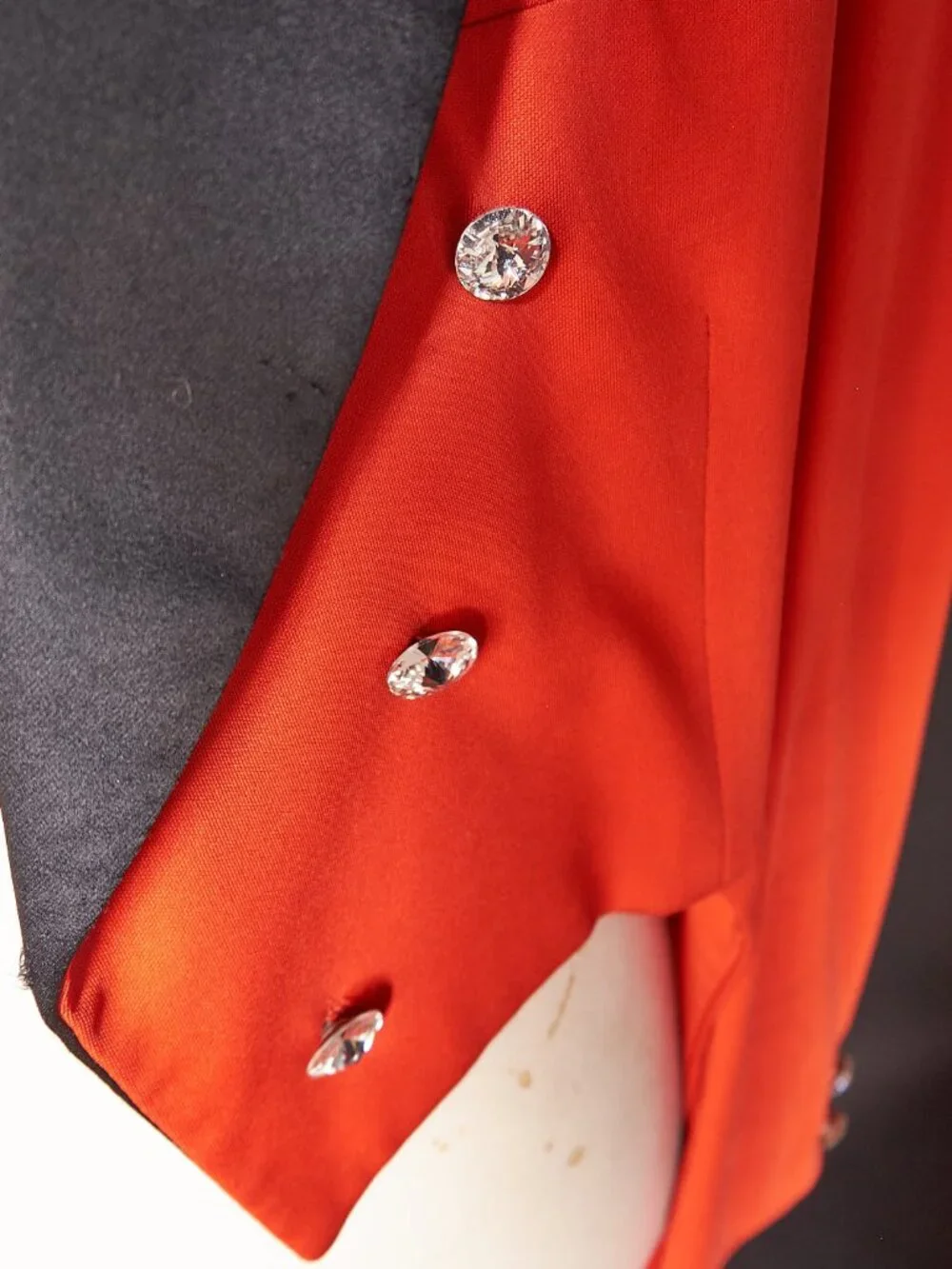 1970s Red with Black Trim and Tails Showman’s Blazer Suit Jacket